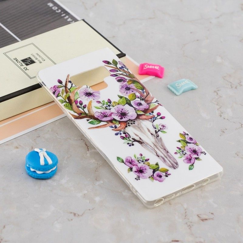 Cover Hoesje Samsung Galaxy Note 9 Telefoonhoesje Eland Met Fluorescerende Bloemen