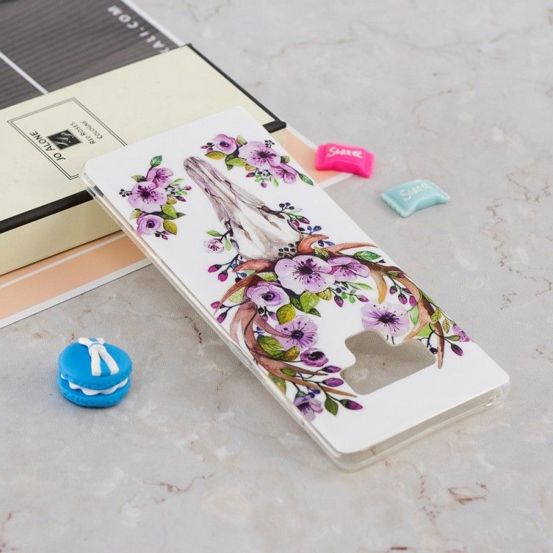 Cover Hoesje Samsung Galaxy Note 9 Telefoonhoesje Eland Met Fluorescerende Bloemen