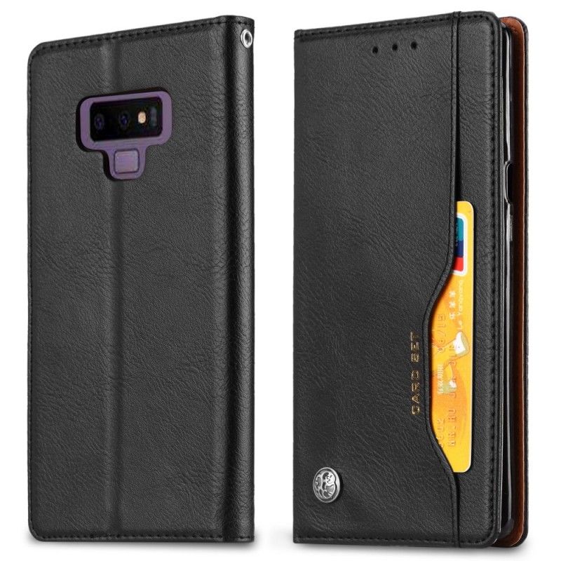 Folio-hoesje Samsung Galaxy Note 9 Bruin Zwart Telefoonhoesje Kaarthouder Van Imitatieleer