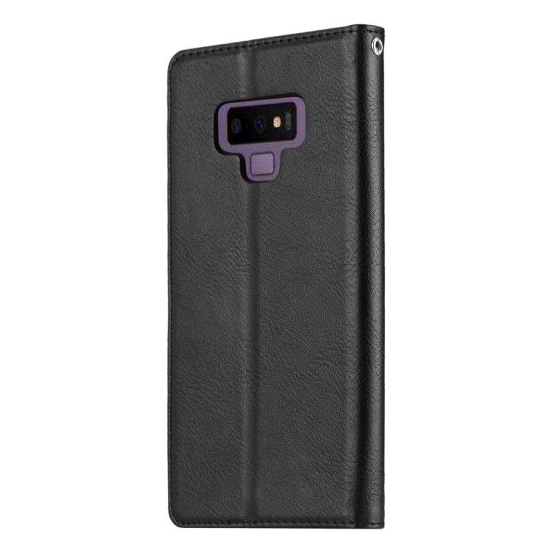 Folio-hoesje Samsung Galaxy Note 9 Bruin Zwart Telefoonhoesje Kaarthouder Van Imitatieleer