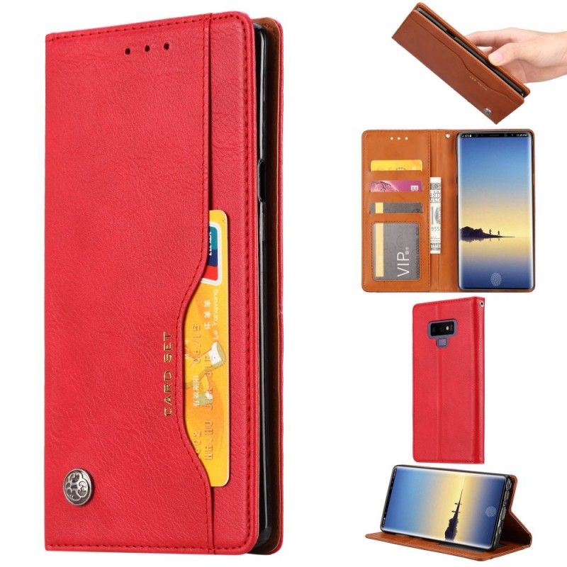 Folio-hoesje Samsung Galaxy Note 9 Bruin Zwart Telefoonhoesje Kaarthouder Van Imitatieleer