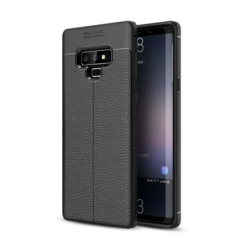Hoesje voor Samsung Galaxy Note 9 Grijs Zwart Dubbellijns Lychee Leereffect