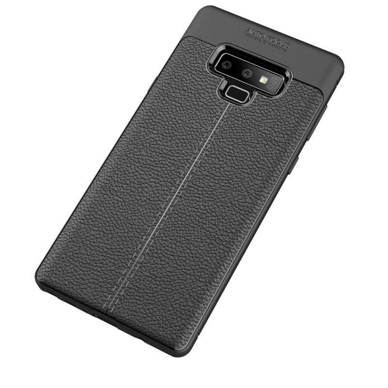 Hoesje voor Samsung Galaxy Note 9 Grijs Zwart Dubbellijns Lychee Leereffect