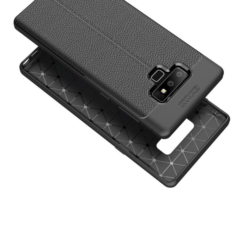 Hoesje voor Samsung Galaxy Note 9 Grijs Zwart Dubbellijns Lychee Leereffect