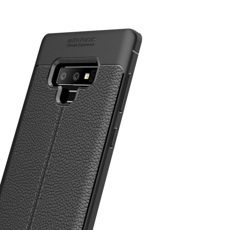 Hoesje voor Samsung Galaxy Note 9 Grijs Zwart Dubbellijns Lychee Leereffect
