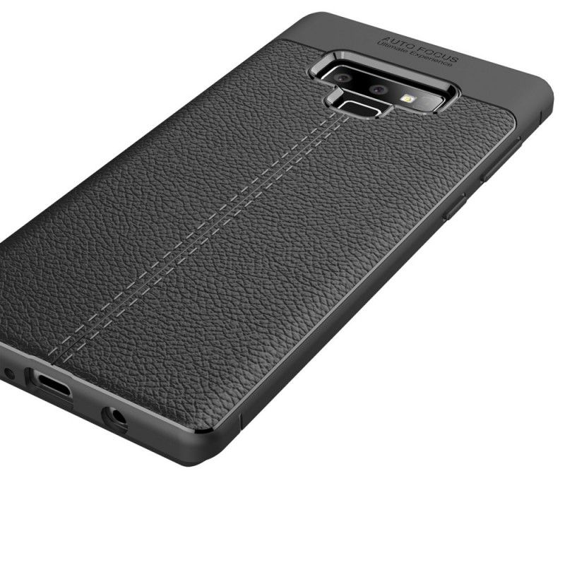 Hoesje voor Samsung Galaxy Note 9 Grijs Zwart Dubbellijns Lychee Leereffect
