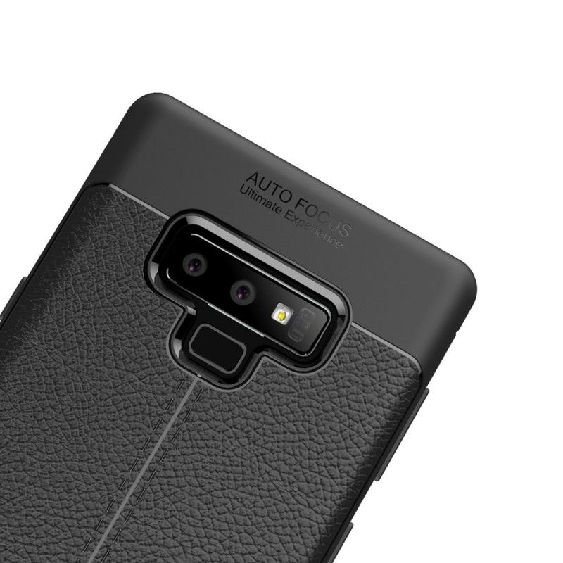 Hoesje voor Samsung Galaxy Note 9 Grijs Zwart Dubbellijns Lychee Leereffect