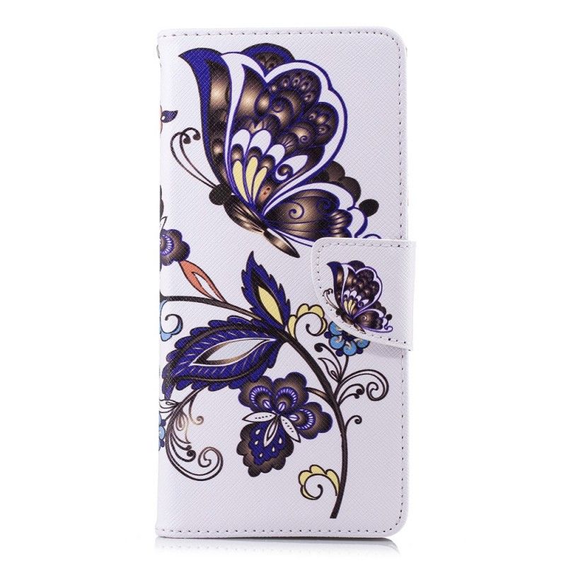 Leren Hoesje Samsung Galaxy Note 9 Telefoonhoesje Vlindertattoo