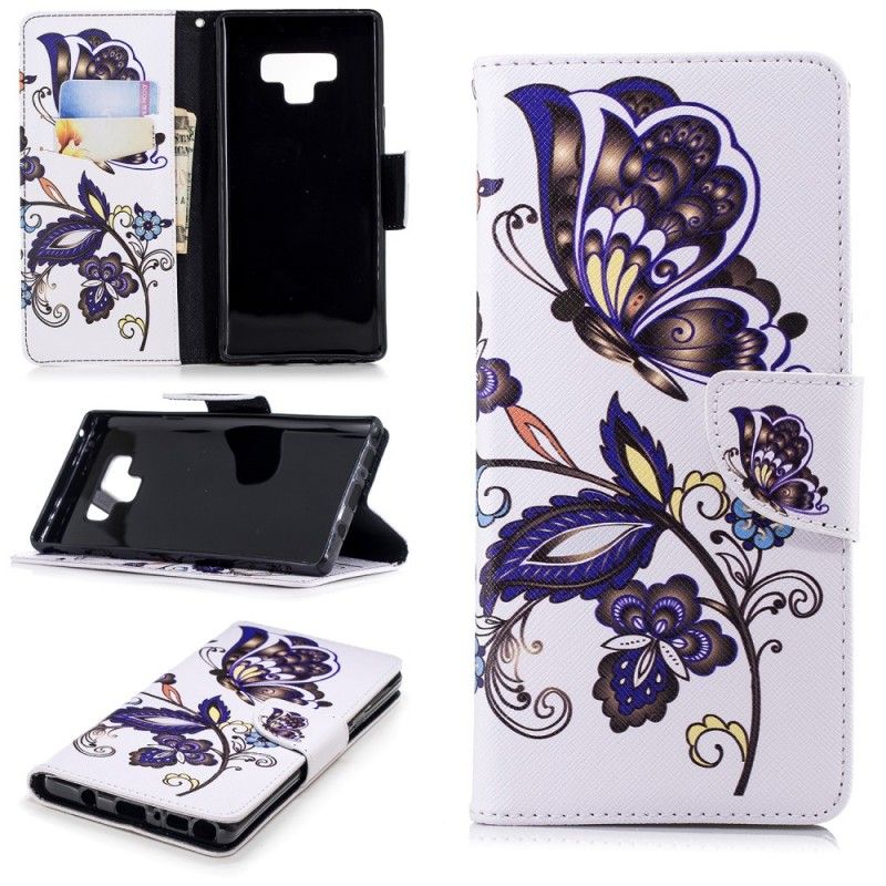 Leren Hoesje Samsung Galaxy Note 9 Telefoonhoesje Vlindertattoo