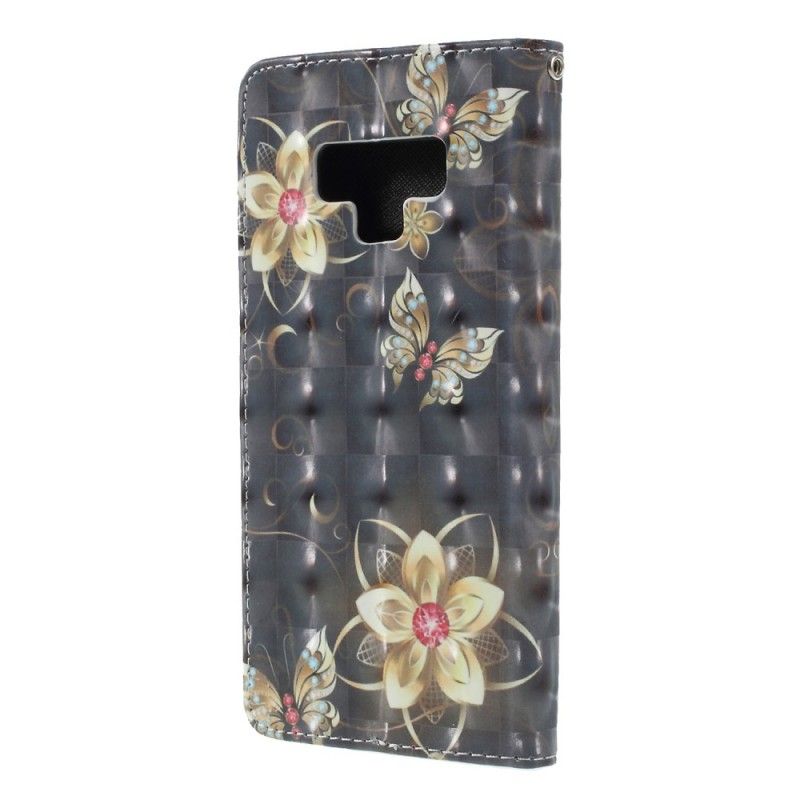 Leren Hoesje voor Samsung Galaxy Note 9 Luxe Band Vlinders