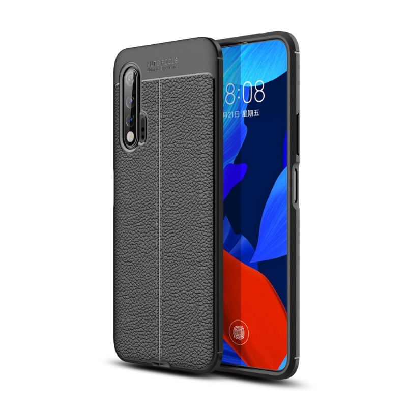 Cover Hoesje Huawei Nova 6 Rood Zwart Telefoonhoesje Dubbellijn Lychee Leereffect