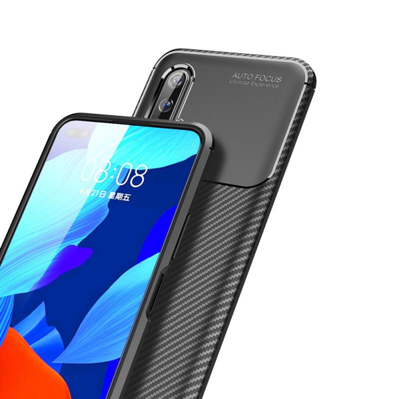 Hoesje Huawei Nova 6 Donkerblauw Zwart Flexibele Koolstofvezeltextuur