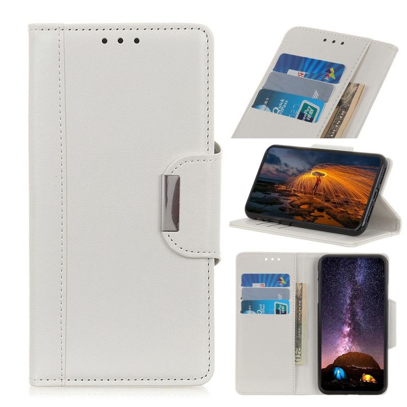 Leren Hoesje voor Huawei Nova 6 Wit Zwart Elegante Sluiting Van Imitatieleer