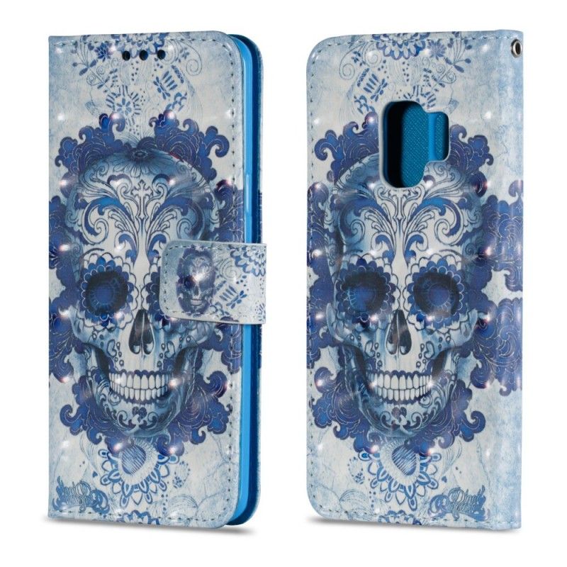 Bescherming Hoesje Samsung Galaxy S9 Telefoonhoesje Blauwe Schedel