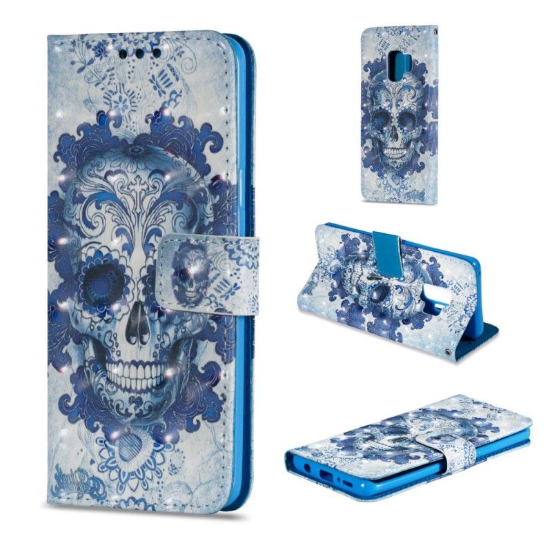 Bescherming Hoesje Samsung Galaxy S9 Telefoonhoesje Blauwe Schedel
