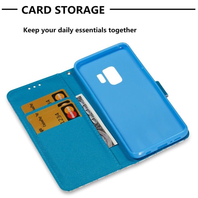 Bescherming Hoesje Samsung Galaxy S9 Telefoonhoesje Blauwe Schedel