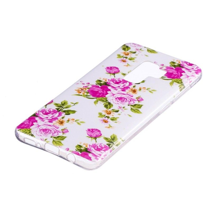 Cover Hoesje Samsung Galaxy S9 Telefoonhoesje Fluorescerende Vrijheidsbloemen