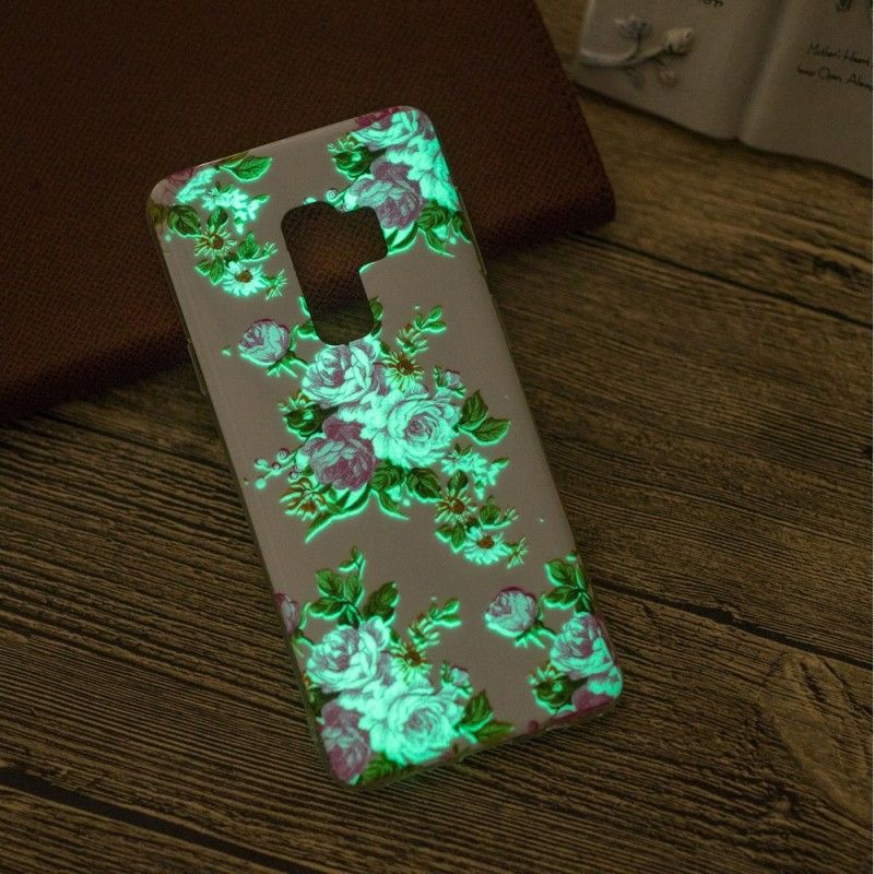 Cover Hoesje Samsung Galaxy S9 Telefoonhoesje Fluorescerende Vrijheidsbloemen