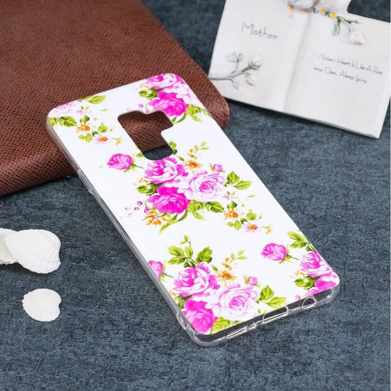 Cover Hoesje Samsung Galaxy S9 Telefoonhoesje Fluorescerende Vrijheidsbloemen