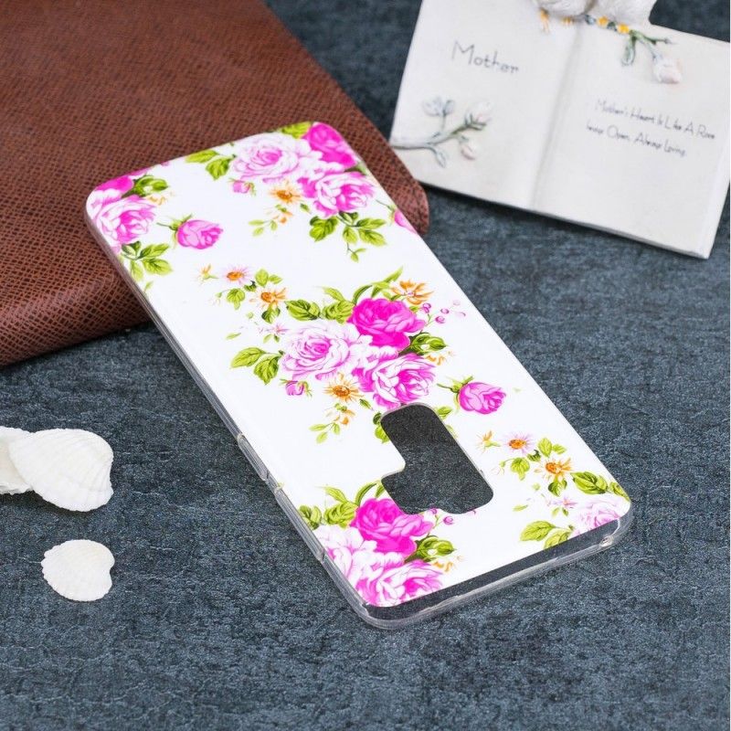 Cover Hoesje Samsung Galaxy S9 Telefoonhoesje Fluorescerende Vrijheidsbloemen