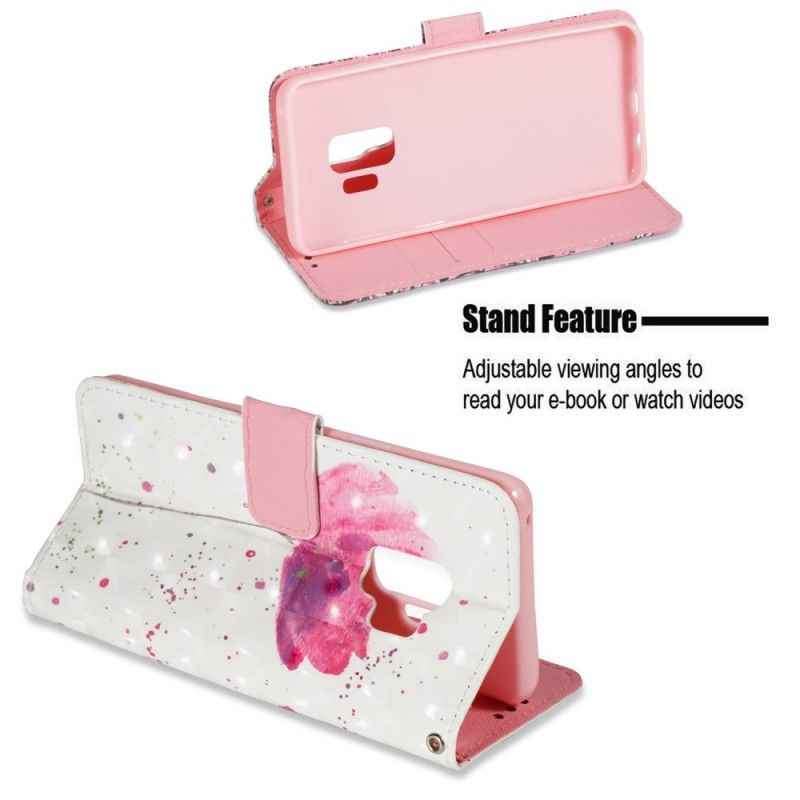 Flip Case Leren Samsung Galaxy S9 Aquarel Klaproos