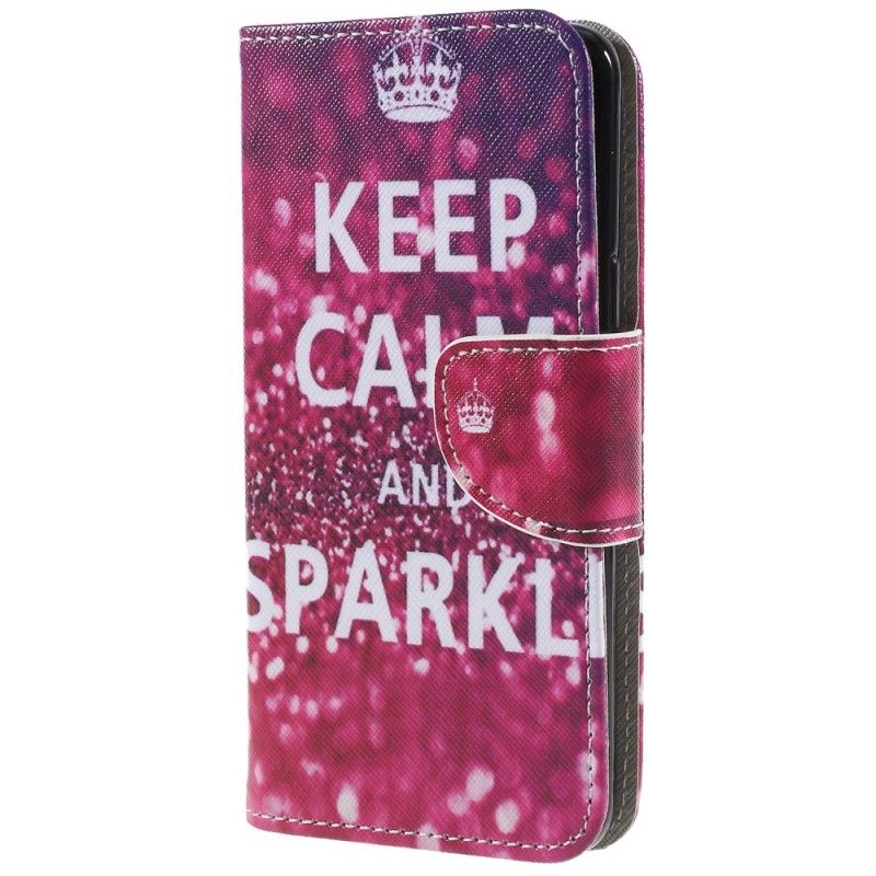 Flip Case Leren Samsung Galaxy S9 Blijf Kalm En Sprankelend