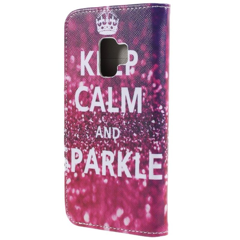 Flip Case Leren Samsung Galaxy S9 Blijf Kalm En Sprankelend
