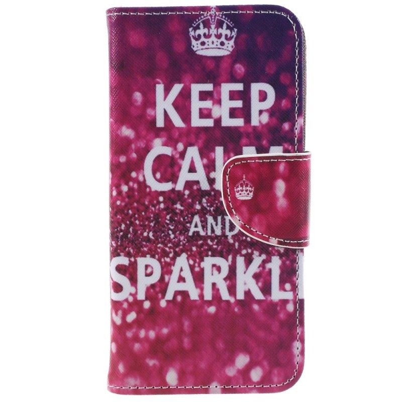 Flip Case Leren Samsung Galaxy S9 Blijf Kalm En Sprankelend