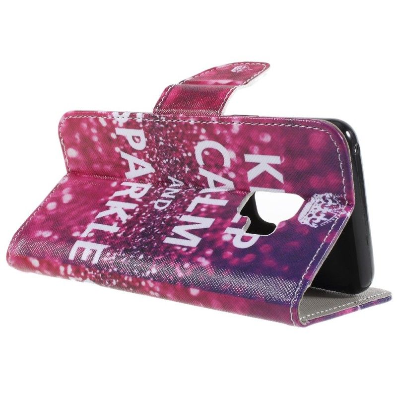 Flip Case Leren Samsung Galaxy S9 Blijf Kalm En Sprankelend