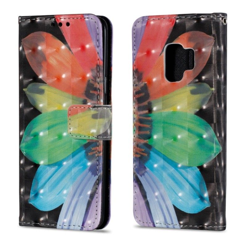 Flip Case Leren Samsung Galaxy S9 Geschilderde Bloem