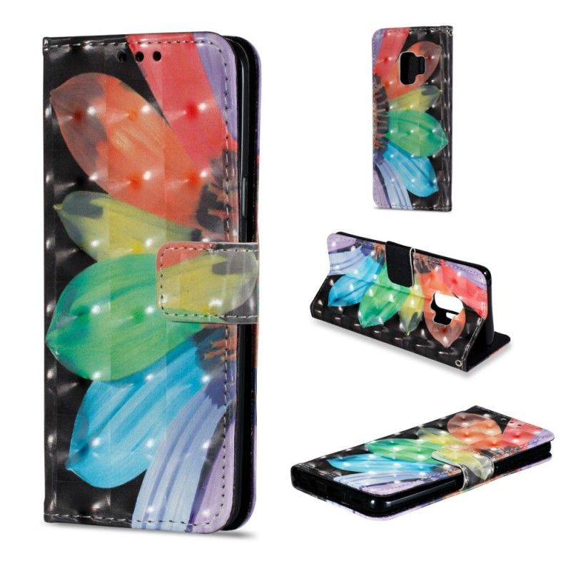 Flip Case Leren Samsung Galaxy S9 Geschilderde Bloem