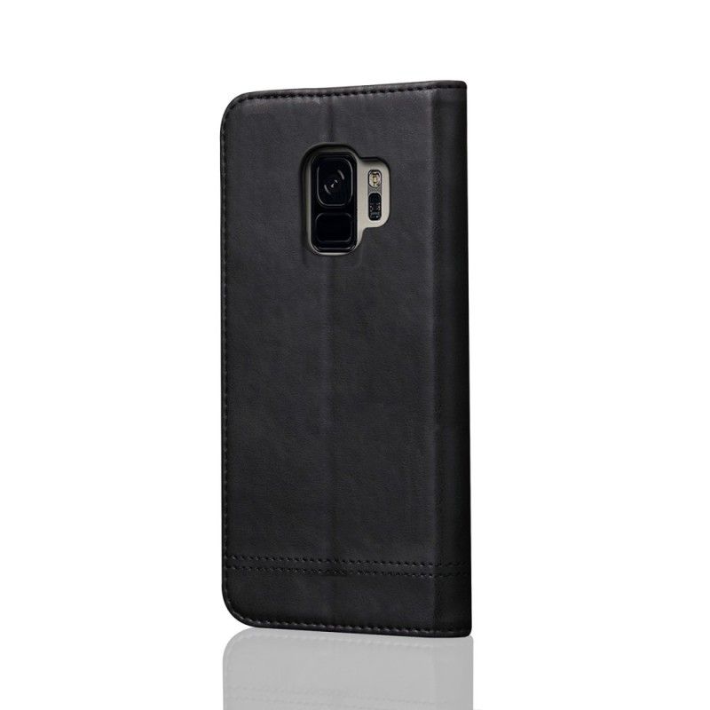 Folio-hoesje Samsung Galaxy S9 Rood Zwart Telefoonhoesje Gestikt Leereffect