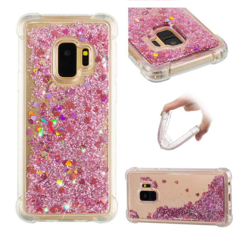 Hoesje Samsung Galaxy S9 Cyaan Lichtblauw Premium Glitter