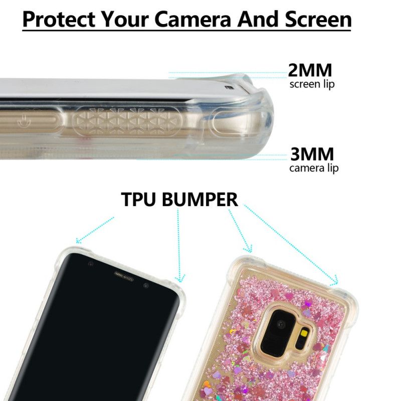 Hoesje Samsung Galaxy S9 Cyaan Lichtblauw Premium Glitter