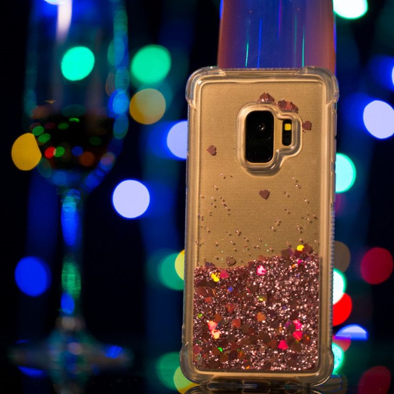 Hoesje Samsung Galaxy S9 Cyaan Lichtblauw Premium Glitter
