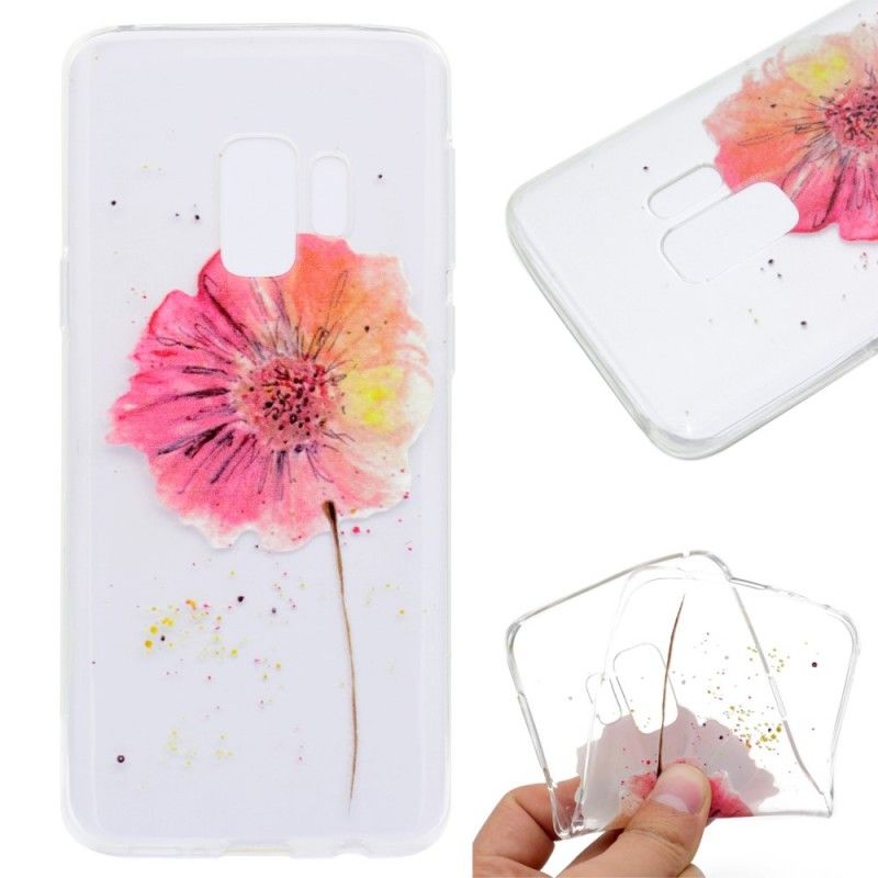 Hoesje voor Samsung Galaxy S9 Transparante Aquarel Klaproos
