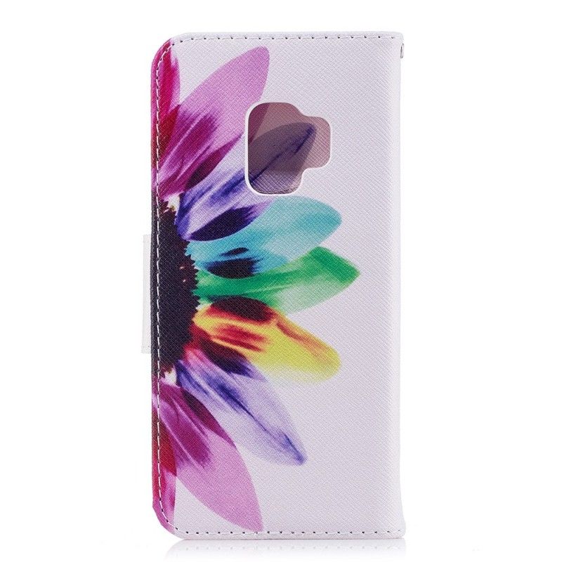 Leren Hoesje Samsung Galaxy S9 Aquarelbloem