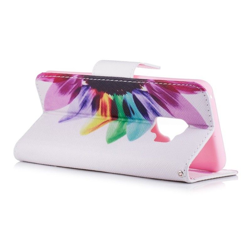 Leren Hoesje Samsung Galaxy S9 Aquarelbloem
