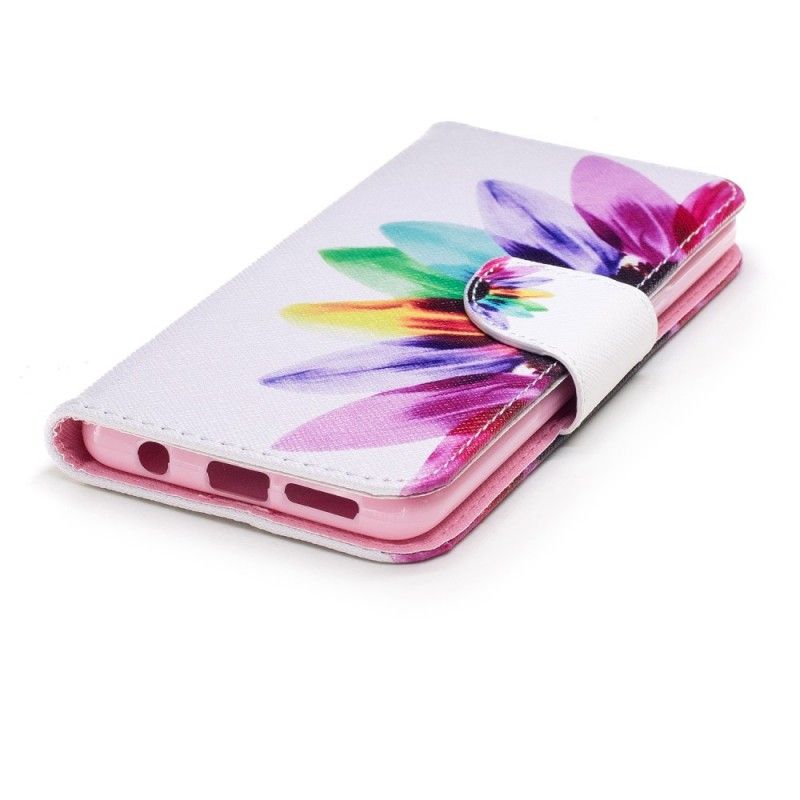 Leren Hoesje Samsung Galaxy S9 Aquarelbloem