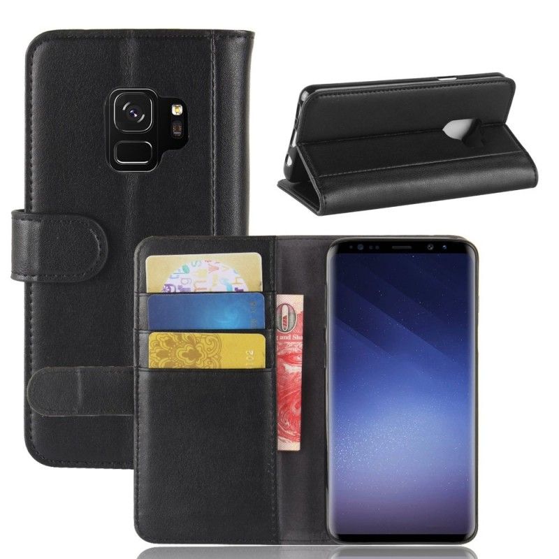 Leren Hoesje Samsung Galaxy S9 Bruin Zwart Telefoonhoesje Splitleer