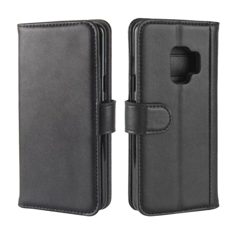 Leren Hoesje Samsung Galaxy S9 Bruin Zwart Telefoonhoesje Splitleer