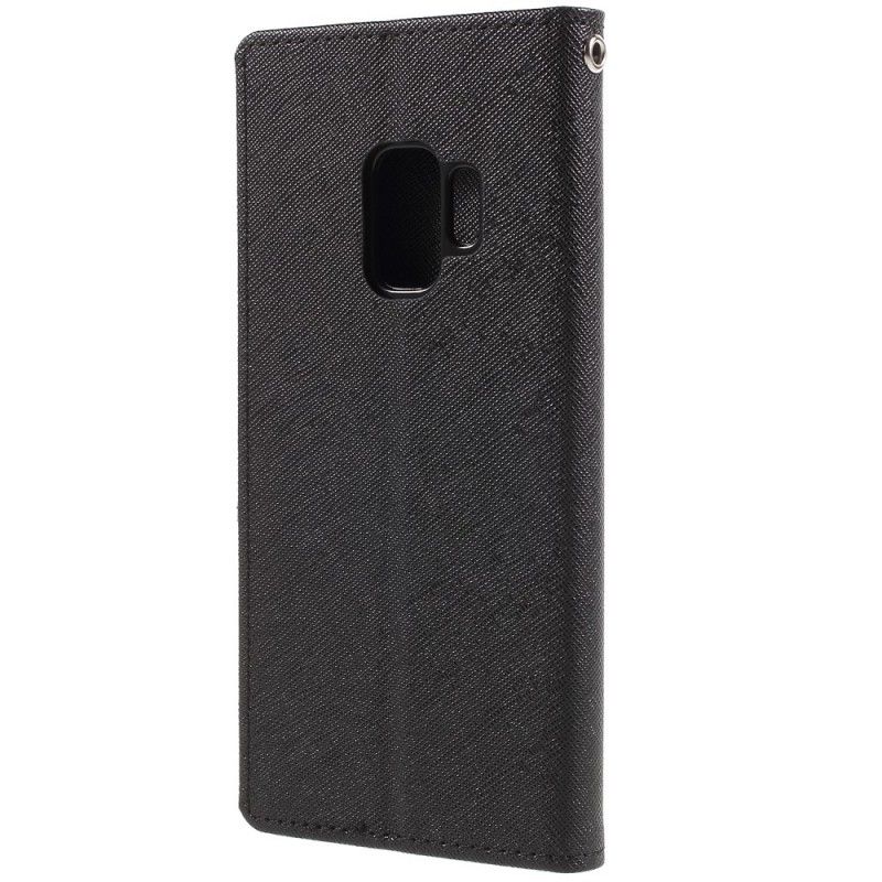 Leren Hoesje Samsung Galaxy S9 Donkerblauw Magenta Tweekleurig Kwik