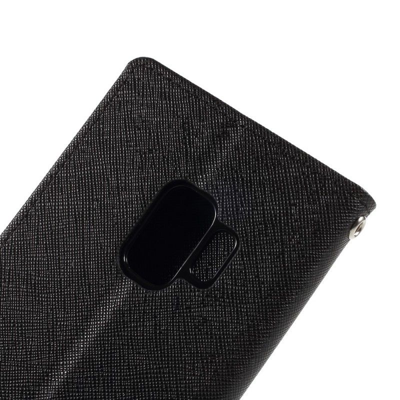 Leren Hoesje Samsung Galaxy S9 Donkerblauw Magenta Tweekleurig Kwik
