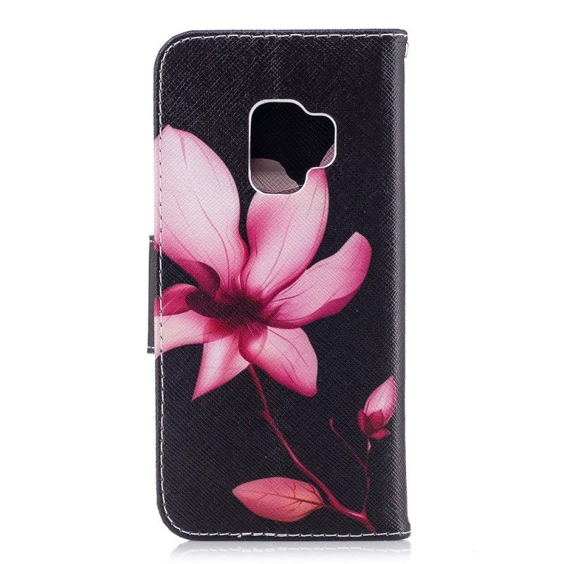 Leren Hoesje Samsung Galaxy S9 Roze Bloem