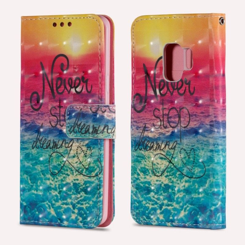 Leren Hoesje Samsung Galaxy S9 Stop Nooit Met Dromen 3D
