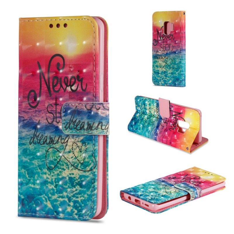 Leren Hoesje Samsung Galaxy S9 Stop Nooit Met Dromen 3D