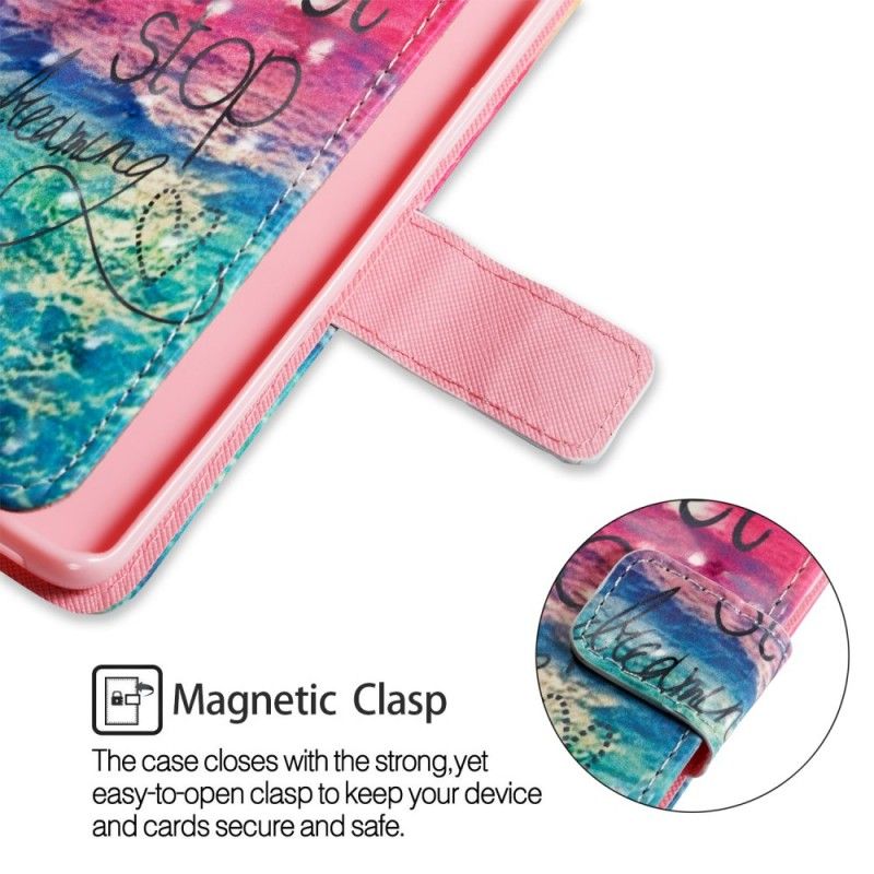 Leren Hoesje Samsung Galaxy S9 Stop Nooit Met Dromen 3D