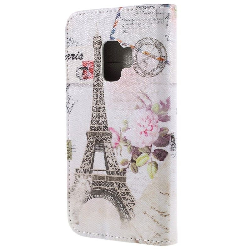 Leren Hoesje Samsung Galaxy S9 Telefoonhoesje Retro Eiffeltoren
