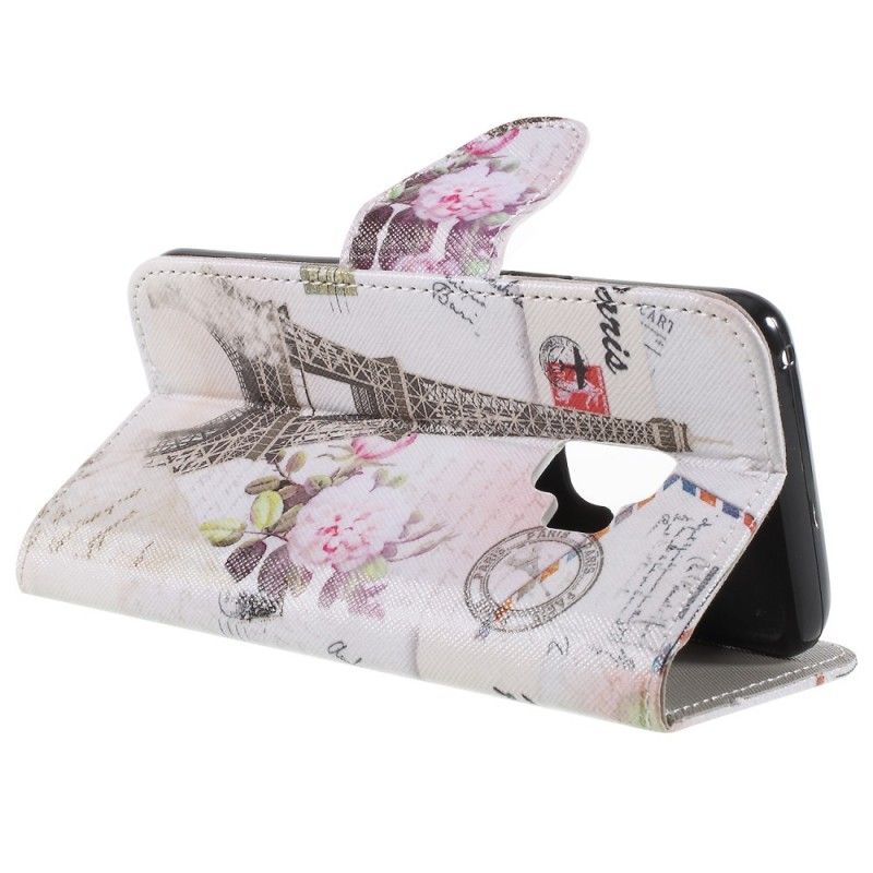 Leren Hoesje Samsung Galaxy S9 Telefoonhoesje Retro Eiffeltoren