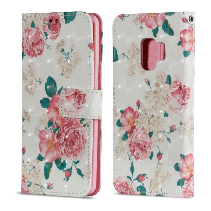 Leren Hoesje Samsung Galaxy S9 Telefoonhoesje Vrijheidsbloemen